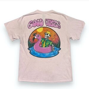 CALL YOUR MOTHER Pink “Good Vibes” Graphic T Shirt